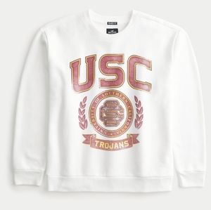 NWT Hollister RELAXED USC TROJANS Blue 84 GRAPHIC SWEATSHIRT Small